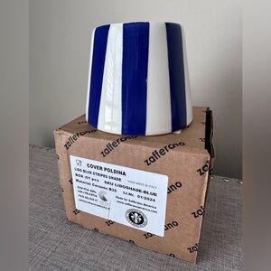 Zafferano Poldina Lido Blue Stripes Ceramic Shade Cover NWT